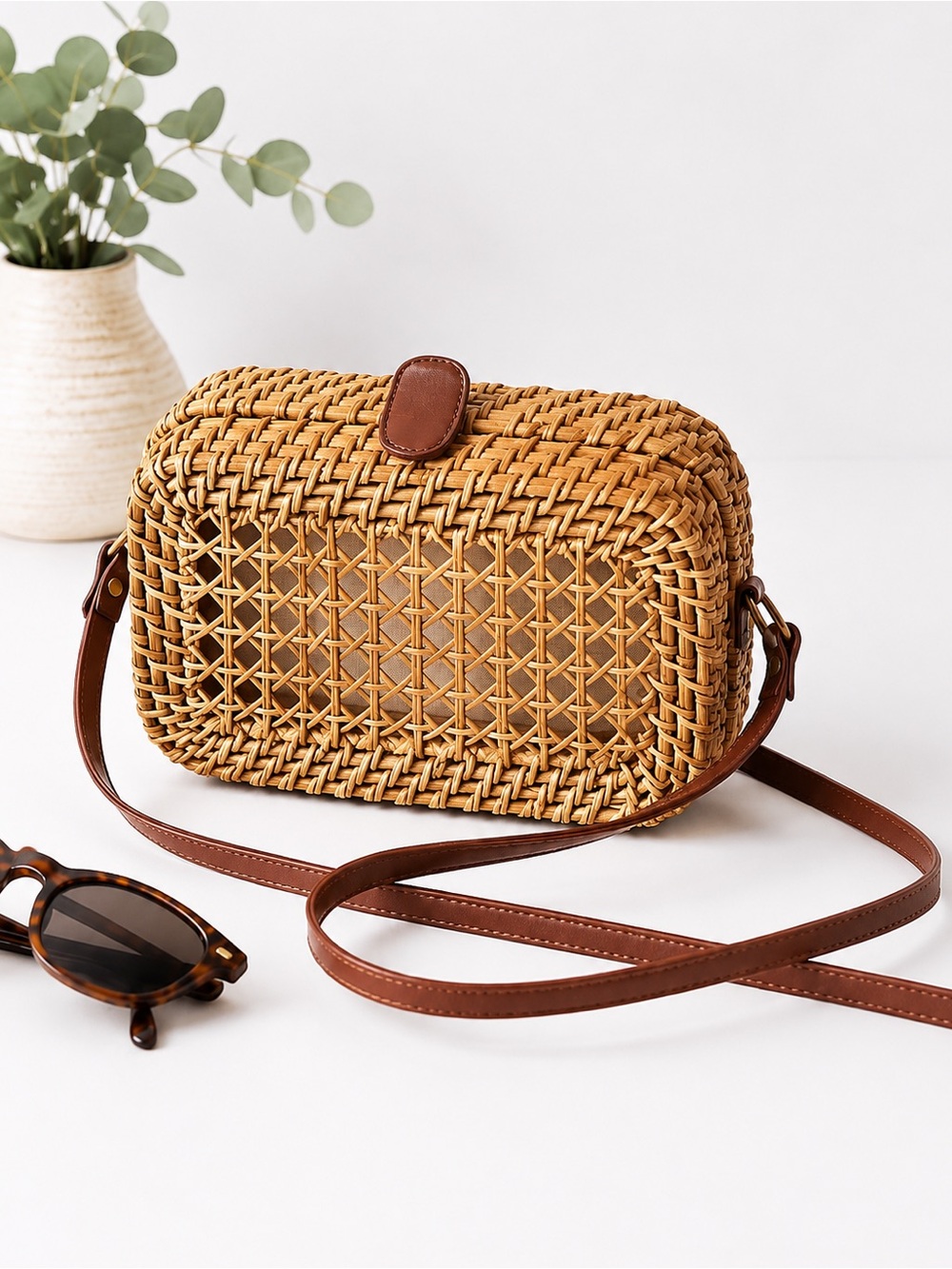 J.Crew Woven Rattan Crossbody Bag | Like New Coastal Chic